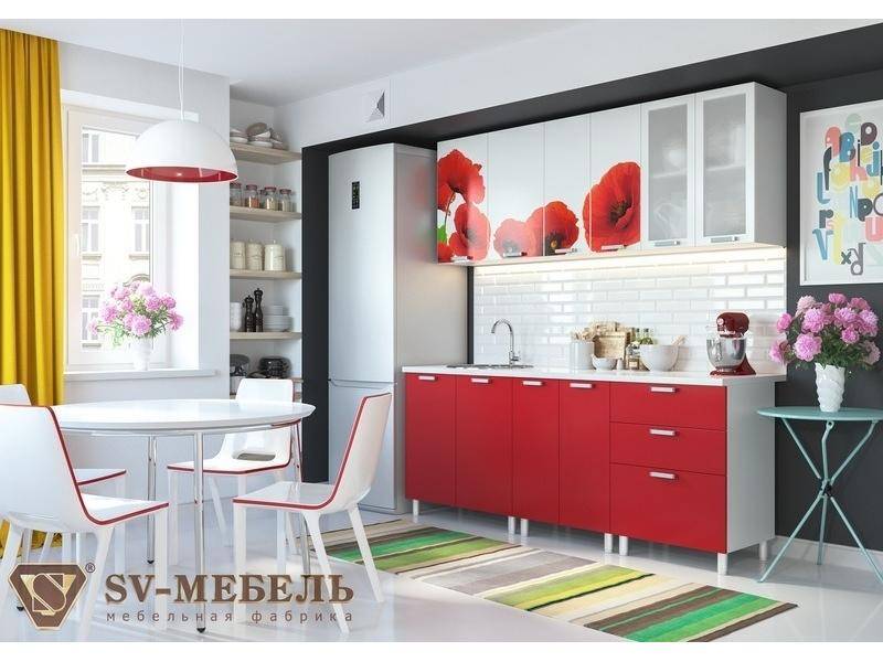 кухня с фотопечатью маки в Сыктывкаре