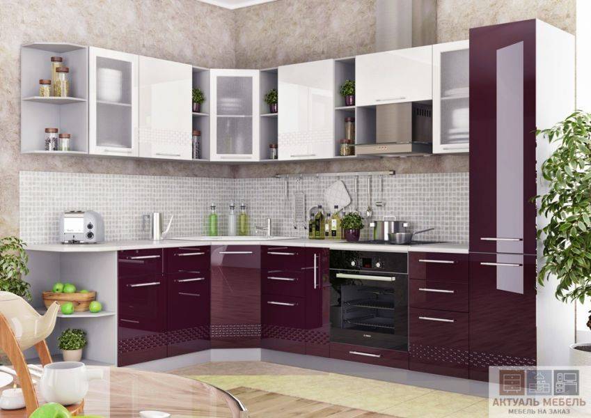 угловая глянцевая кухня в Сыктывкаре