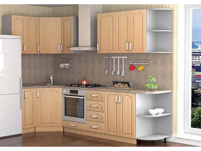 светлая кухня в бежевом цвете в Сыктывкаре