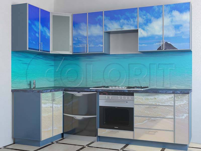 угловая голубая кухня в Сыктывкаре
