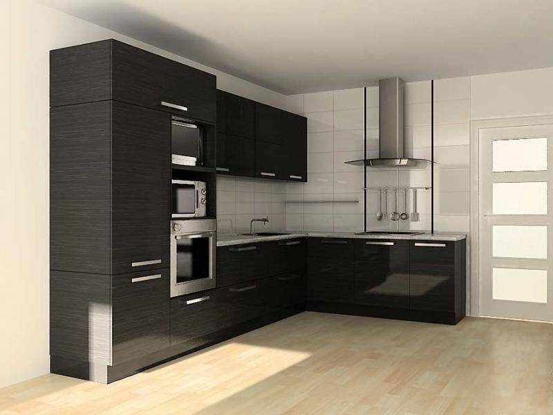 черная угловая кухня в стиле минимализм в Сыктывкаре