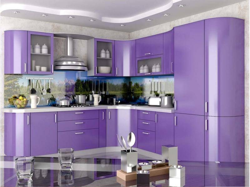 угловая фиолетовая кухня в Сыктывкаре
