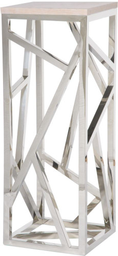 консоль geometric высокая 40x40x110 хром, белая столешница в Сыктывкаре
