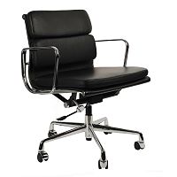 кресло eames style с регулируемой высотой черная кожа в Сыктывкаре