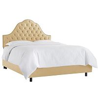 кровать двуспальная 180х200 желтая с каретной стяжкой alina tufted wheat в Сыктывкаре
