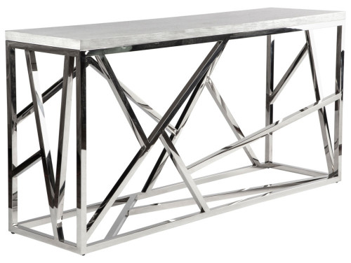 консоль geometric 180x50x90 хром, белая столешница в Сыктывкаре