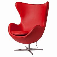 кресло egg chair кожа красное в Сыктывкаре