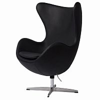 кресло egg chair кожа черное в Сыктывкаре