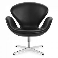 кресло swan chair кожа черное в Сыктывкаре