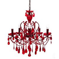 люстра 19th c. rococo iron & smoke crystal round (красная) красная в Сыктывкаре