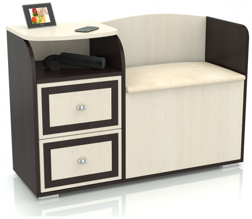 банкетка с тумбой для обуви 2-40 домовой, цвет венге/клен в Сыктывкаре