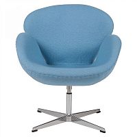 кресло swan chair шерсть голубое в Сыктывкаре
