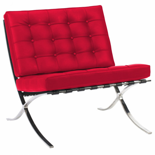 кресло barcelona chair кожа красное в Сыктывкаре