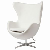кресло egg chair кожа белое в Сыктывкаре