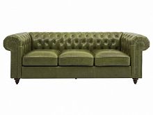 диван chester classic трехместный прямой оливковый, коричневые ножки в Сыктывкаре
