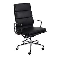 кресло eames style на колесиках черная кожа в Сыктывкаре