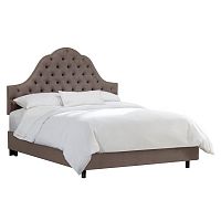 кровать двуспальная 180х200 серая с каретной стяжкой alina tufted smoke в Сыктывкаре