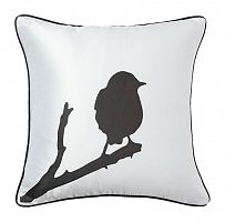 подушка с птичкой на ветке lone bird white в Сыктывкаре