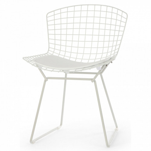 стул bertoia side кожаный standart белый в Сыктывкаре