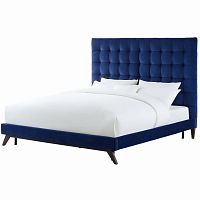 кровать двуспальная 160х200 синяя из велюра eden в Сыктывкаре