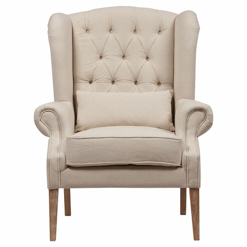 кресло wing back armchair белый лен в Сыктывкаре