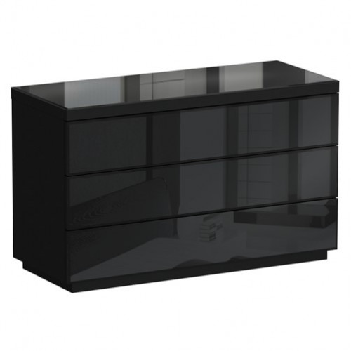 комод kristal 3 ящика черный глянец в Сыктывкаре