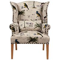 кресло мягкое с ушами quinn tufted armchair бежевое с рисунком в Сыктывкаре