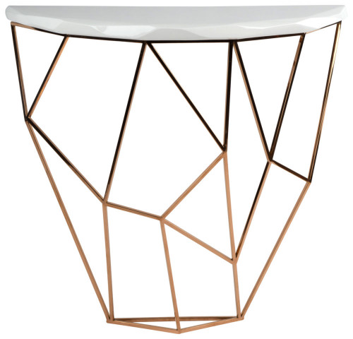 консоль geometric 100x38x90 золото, белая столешница в Сыктывкаре